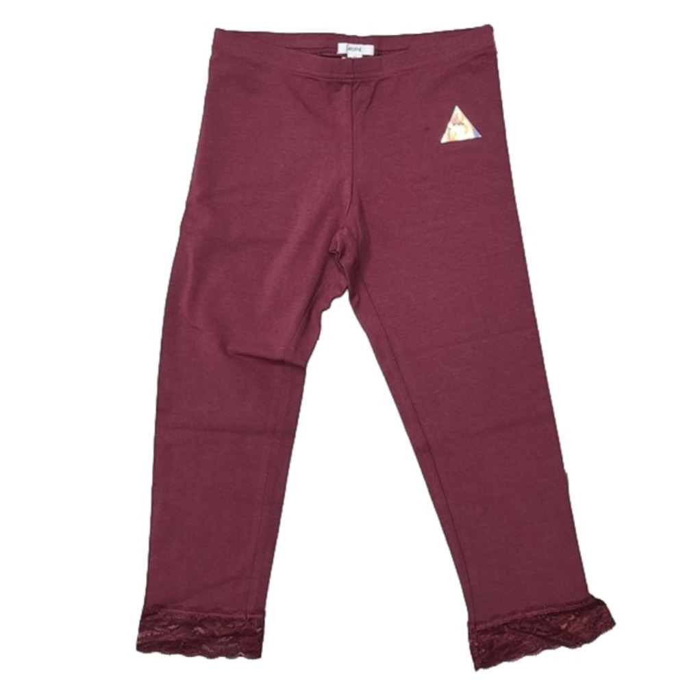 Ardene Cropped Capri Leggings with lace hem - Wine Red - Size Extra Small BNWT